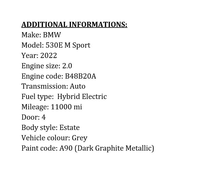 BMW G31 530E M Sport 2022 Genuine Water Coolant Hose Pipe 163835