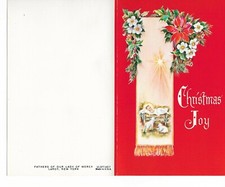 Made in USA Vintage Christmas Card "CHRISTMAS JOY" - Size 4 in x 6.5 in