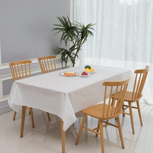 4 Pack Rectangular Tablecloths 54x108 Inch Plastic Disposable Dining Table Cover - Picture 2 of 4