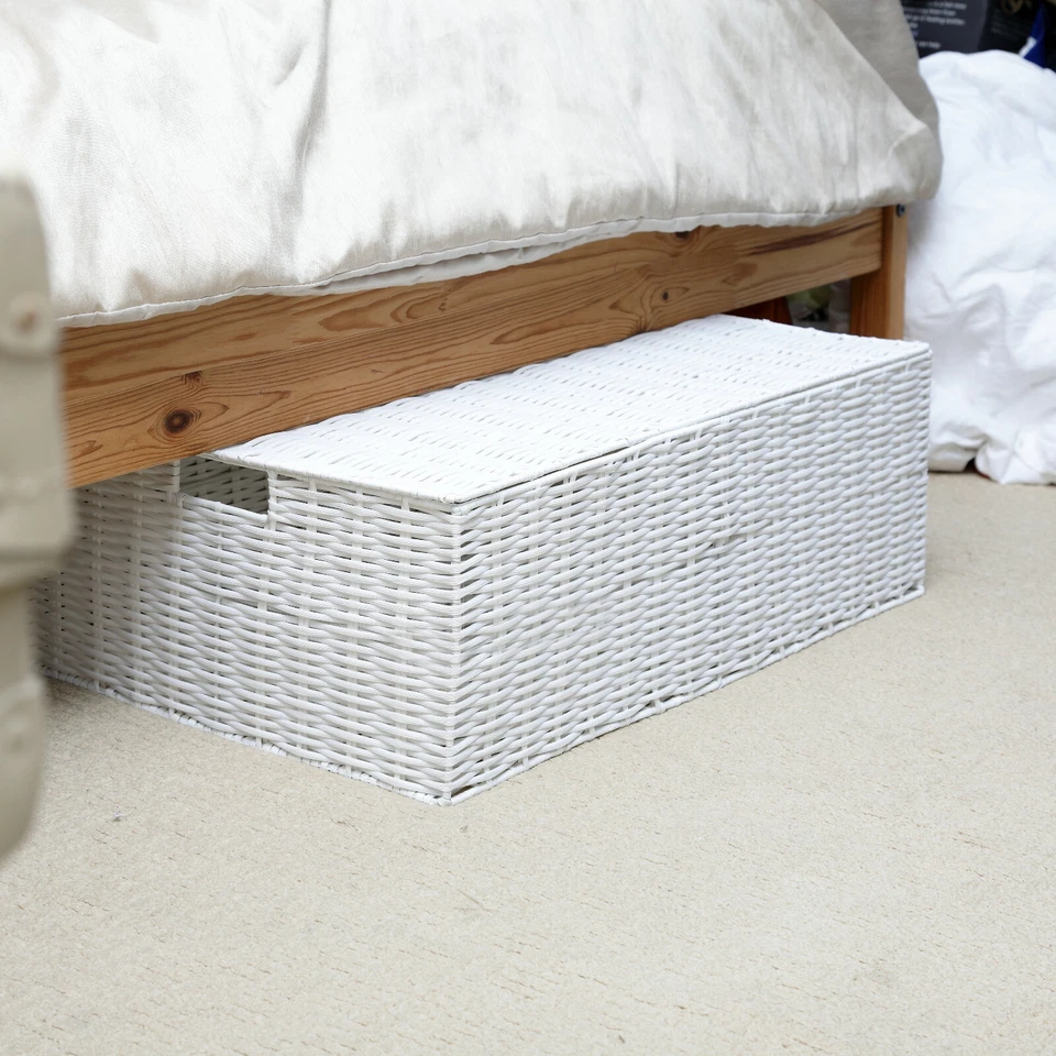 Storage Basket Chest Under Bed White Resin Woven Trunk Basket Medium - Image 4 of 4