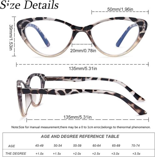 Cat Eye Lesebrille für Damen 2 Paar Blaulicht blockierende Lesebrille (2,5x) - Bild 4 von 4