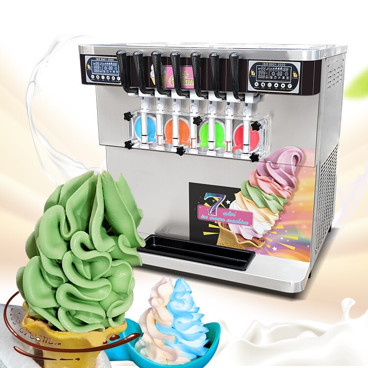Kolice Multi Flavors Soft Ice Cream Machine 7 Flavors Frozen Yogurt Maker