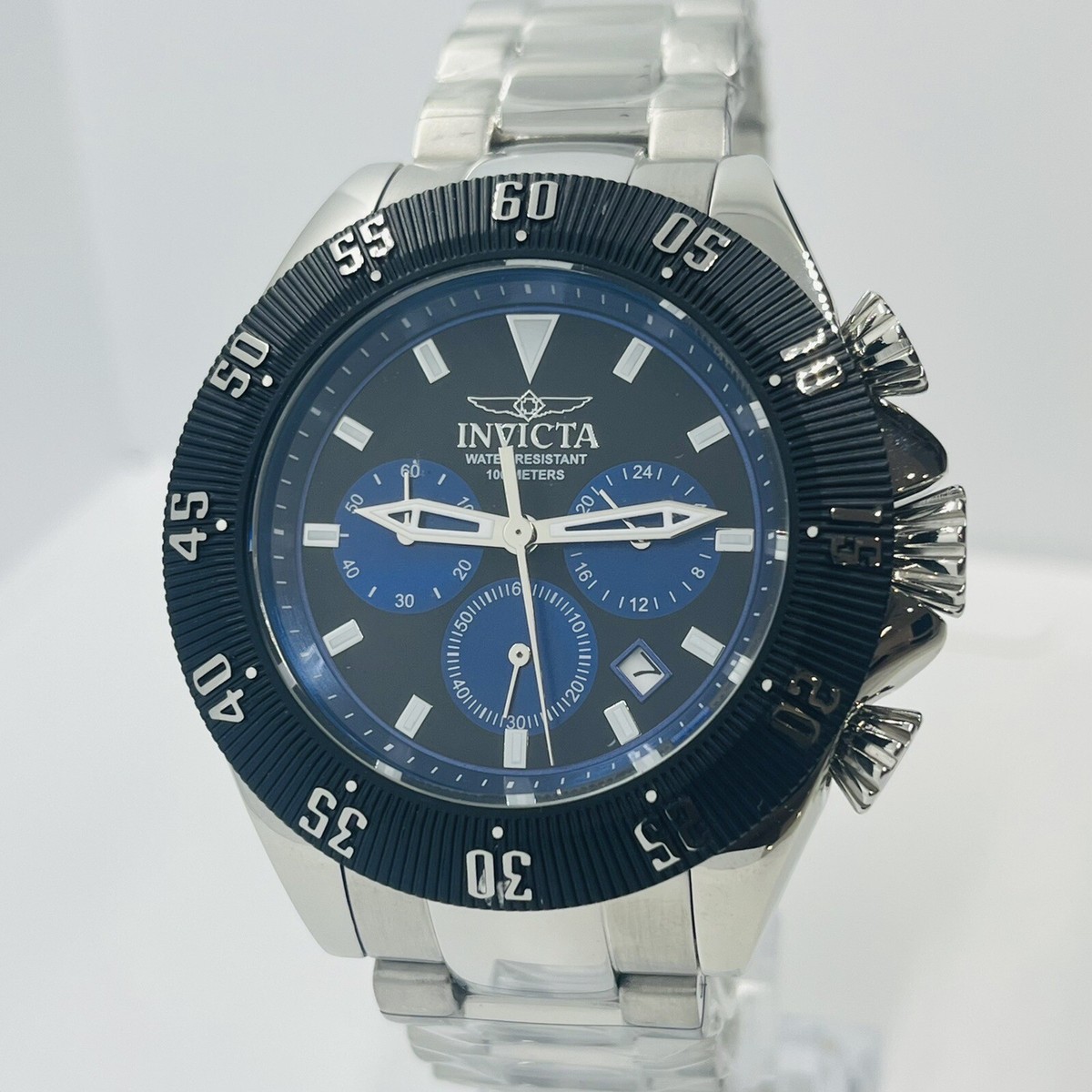 Invicta Men's Speedway Chronograph Black Steel Silver 10ATM 47mm