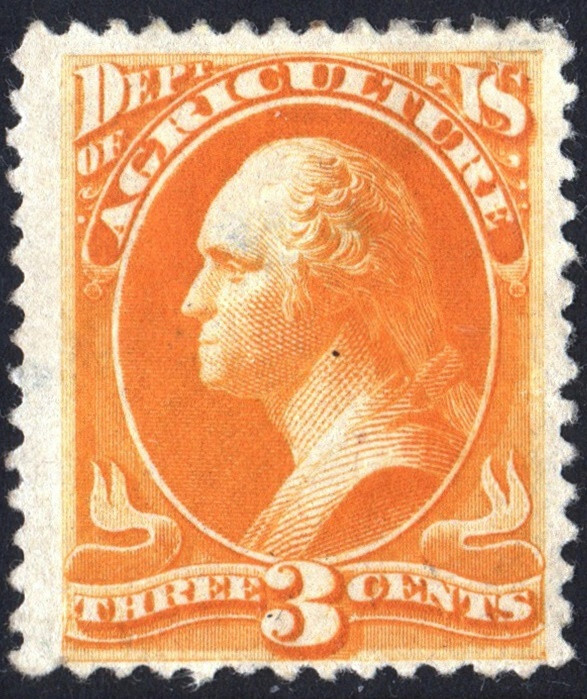 SC#O3 3¢ Washington Agriculture Official (1873) MH/Thin