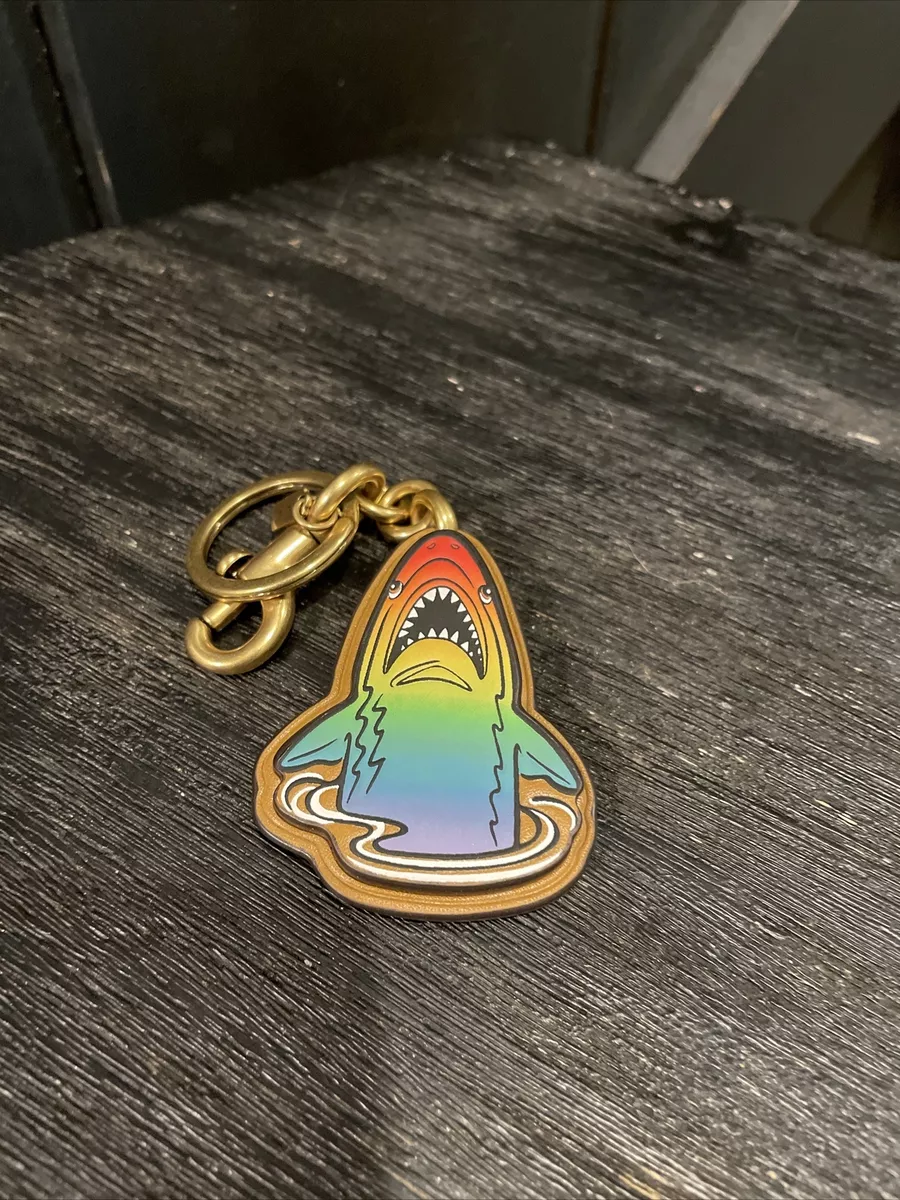 COACH SHARK MULTI COLOR RAINBOW CHARM KEY CHAIN FOB Purse Handbag