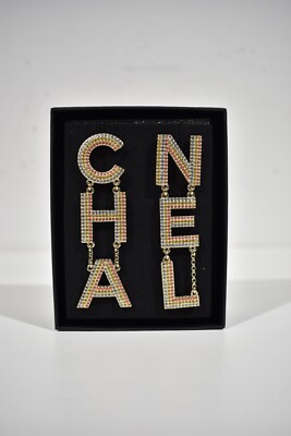 Chanel 23C Multicolor Gold Letter XL Logo Large Dangle Drop