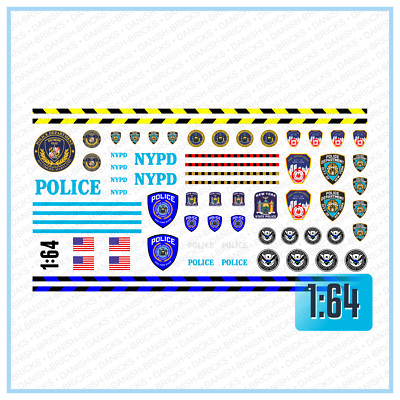 Waterslide Decal 1:64 NYPD FDNY New York Police & Fire Dep. USA V8