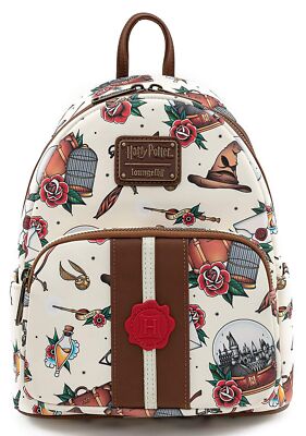 Loungefly Harry Potter Tattoo Art Cream Double Strap  display picture 1