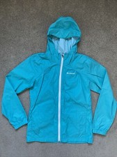 Girls Columbia Size L Teal Nylon Zip Up Hooded Jacket