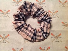Handmade Hair Scrunchies Upcycled Burberry Fabric lot of 2