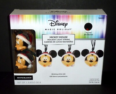 8 Disney Magic Holiday Blinking Mickey Mouse LED Light String 4982015 Christmas