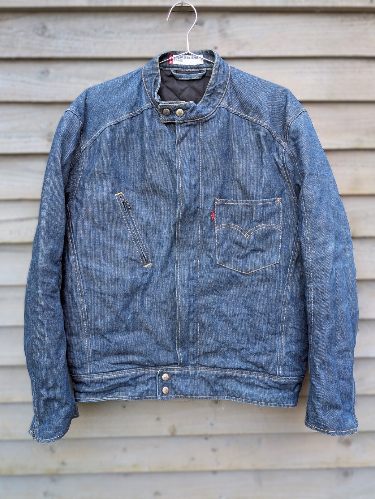 Levi's Engineered Jeans Large Blue Denim Vintage Y2K Jacket Biker Quilted 70109