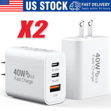 Dual PD 40W Fast Wall Charger Power Adapter iPhone 16 15 Pro Max 14 13 12 Plus