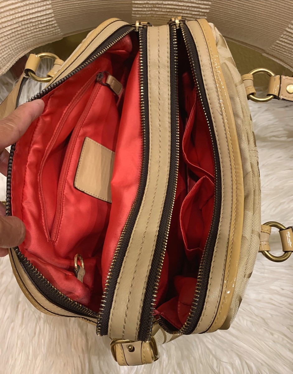 Coach Poppy Signature Bonnie 13402 Khaki Double Top Zip Coach Poppy Signature Bonnie 13402 Khaki Double Top Zip