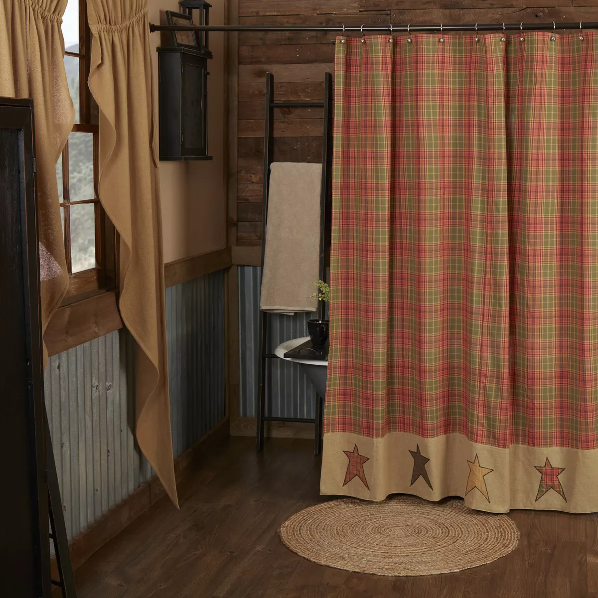 Red and tan shower curtain outlet