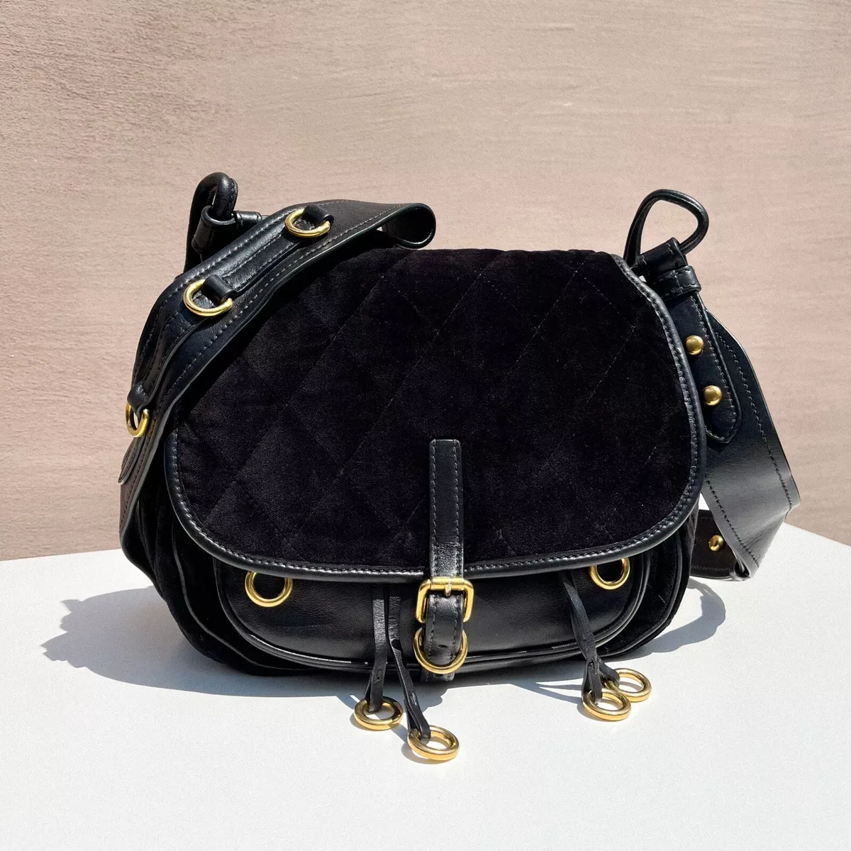 Prada Small Top Handle Velvet Shoulder Bag