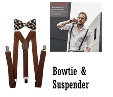 Vintage Suspender  & Bow Tie Style for Men & Women Suspender & Bow Tie Combo Set