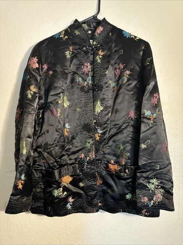Vintage Peony Brand Made In China Jacket Black With Pockets 36 - Picture 2 of 10