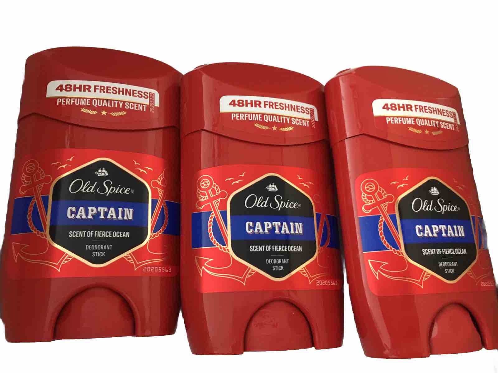 Old Spice Captain Deodorant Stick for Men 3 x 50ml 48HR Freshness Perfume Scent