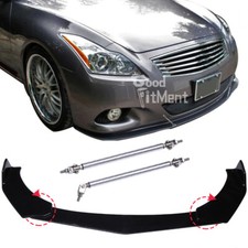 Car Front Bumper Lip Splitter Spoiler + Strut Rods For Infiniti G37 Q50 Q60 Q70