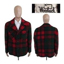 Rare Vintage 60s Woolrich USA Tartan HEAVY Wool Green Red Plaid Jacket Large