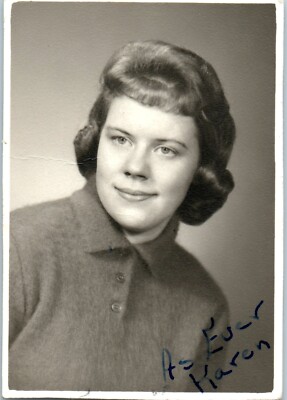 1962 Karen Girl Sweater Curls Button Collar Signed As Ever Karen Vintage Photo