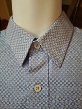 Pre Owned Nick Graham Mens Modern Fit Print Button Down Shirt Blue Med