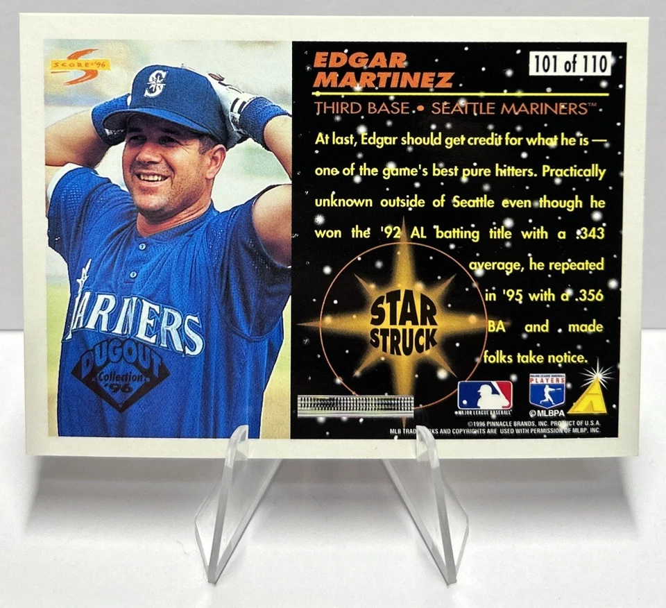 Edgar Martinez 1996 Score Dugout Collection Star Struck #101 Seattle Mariners - Image 2 of 2