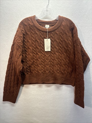 Women’s A New Day Cropped Cable Knit Sweater Brown Size XL NWT Retail $32 - Picture 5 of 7