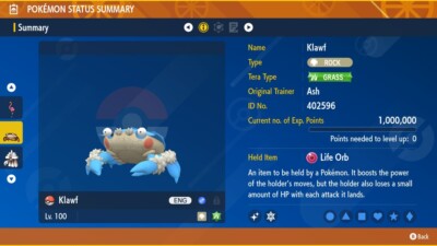 Shiny Klawf 6IVs Tera Type: Grass Pokmon Scarlet and Violet | eBay Shiny Klawf 6IVs Tera Type: Grass Pokmon Scarlet and Violet | eBay