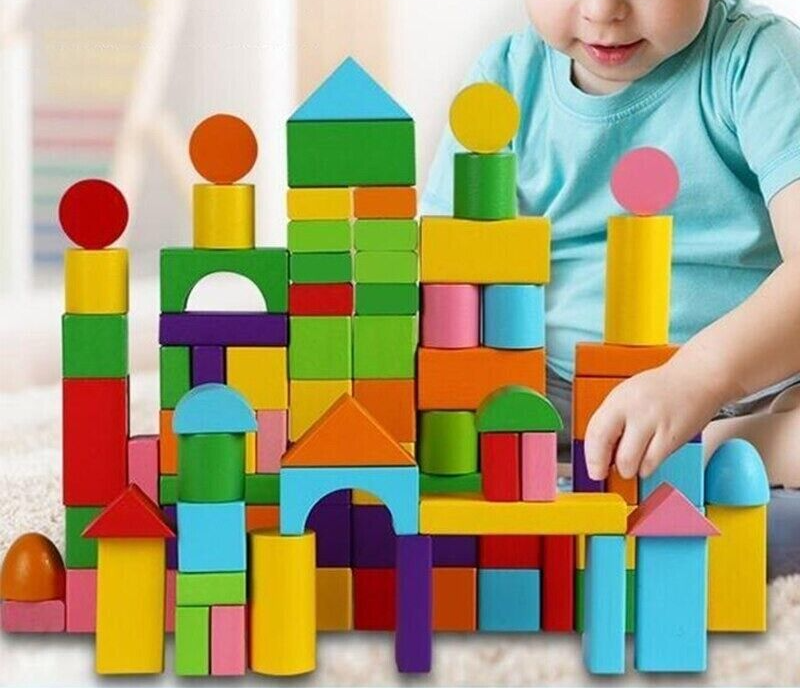 BUILDING BLOCKS - Handmade Classic Wood Construction Block  Classic Wooden Building Blocks Set display picture 1