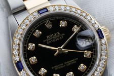 Rolex Datejust 31 mm Black Diamond Dial Sapphire & Diamond Two Tone Watch 4