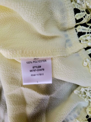 NEW Yellow Boho Crochet Lace Trim Cami Top Size L Junior's/ M Regular - Picture 5 of 6
