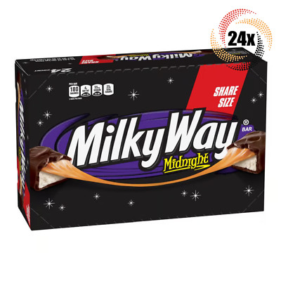 Full Box 24x Bar Milky Way Midnight Dark Chocolate Caramel Nougat Candy | 2.83oz