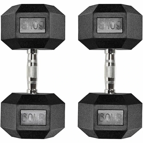 Six-Sided Durable Rubber Coated Hex Dumbbell Sets | 10-70 lb Range (Pairs) - Picture 16 of 28