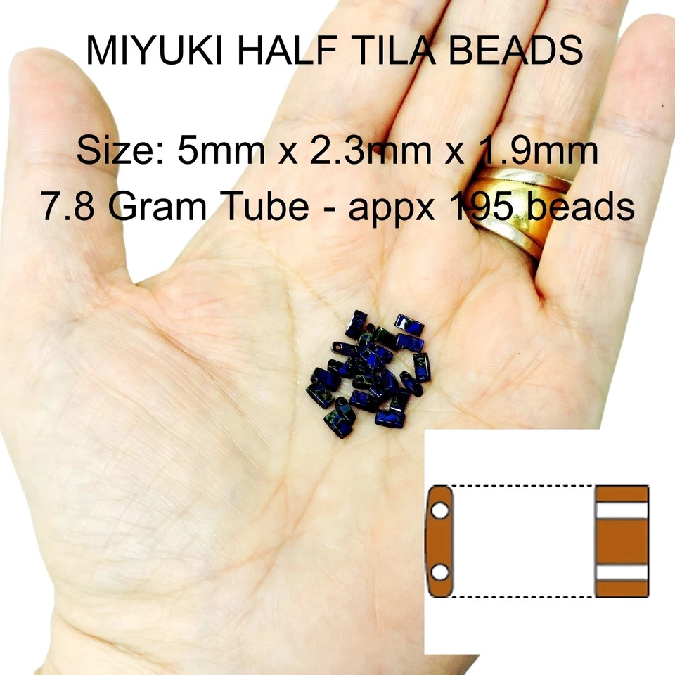 Miyuki Half Tila Beads 2-Hole Rectangle  2.3 x 5mm 7.8GM Picasso Opaque Canary - Image 3 of 3