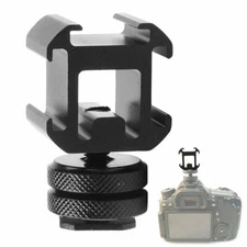 Triple Cold Shoe Mount Adapter Mount for Mic LED Video Light  Monitor Canon DSLR