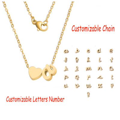 Personalized Initial Letters Pendant Stainless Steel Necklaces Waterproof Gifts