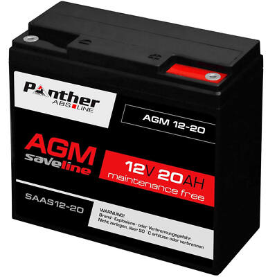Panther Akku AGM 20Ah 12V Bleiakku USV Batterie statt 17Ah 18Ah 19Ah 21Ah GEL