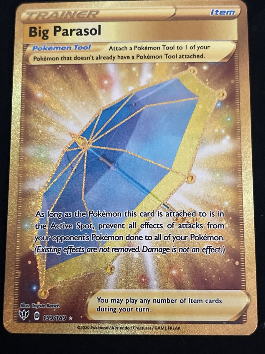 POKEMON- GOLD TRAINER- BIG PARASOL, 199/189-DARKNESS ABLAZE-MINT!