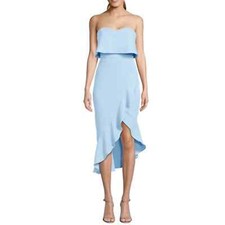XSCAPE Strapless Ruffle Flounce Light Blue Dress 12