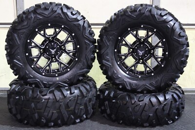 KAWASAKI MULE SX 26'' BIGHORN RADIAL ATV TIRE 14'' BARBWIRE BLK WHEEL KIT KAW1CA