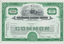 Philadelphia Electric Company Stock Certificate Green