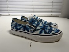 Vans Classic Slip-on Ultracush Tie Dye Indigo Blue Canvas Shoes Men 5.5 Women 7