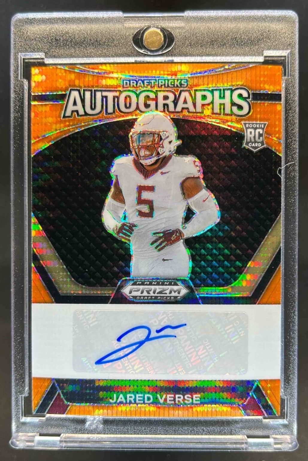 2024 Prizm Draft Picks Jared Verse Pick Auto RC Orange Pulsar #/49 Seminoles