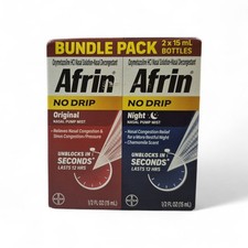 Afrin No Drip Original  Night Nasal Pump Mist 12 Hour Relief 2x 15ml Bottles