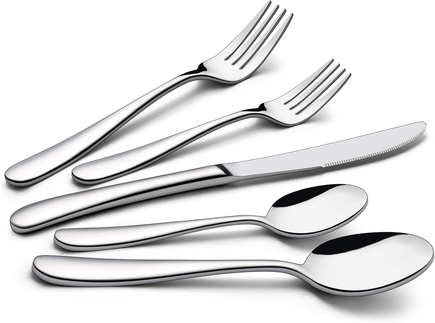 LIANYU 60-Piece Heavy Duty Stainless Steel Silverware Set, Durable and Elegant Silver Flatware for Everyday Use and Special Occasions