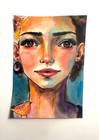 OOAK Woman Bird ACEO Mixed Media Art Contemporary Portrait by AdriO — photo 8