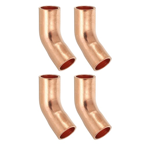 4Pack 1/4"ID 0.8mm Thick Elbow Copper Fitting 45 Degree Solder Copper Tube