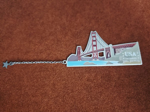 Enameled Metal Bookmark,Golden Gate Bridge, San Francisco California 6" x 2"